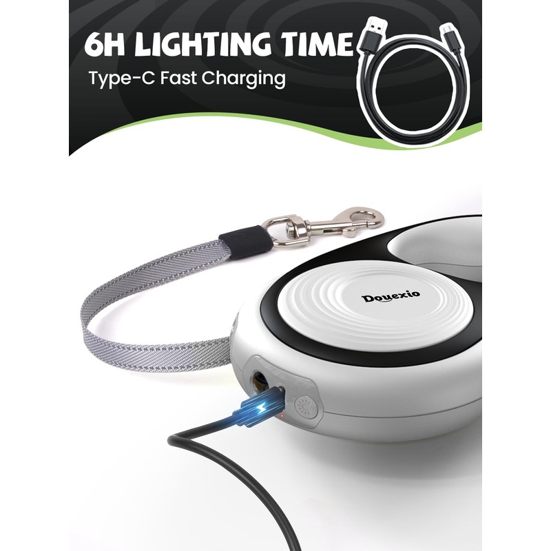 Retractable Dog Leash with LED Flashlight, Douexio Upgrade 3 in