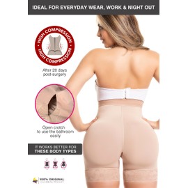 Salome 0218 High Waist Compression Shapewear Tummy Control Daily Use Shorts Fajas Colombianas Levanta Cola Beige M