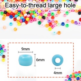 Pony Beads100 Pcs 6x8mm Multi-Colored Plastic Craft Beads Set, Bulk Rainbow Hair Beads 24 Assorted Colors for DIY Crafting Jewelry Making Kandi Bracelets