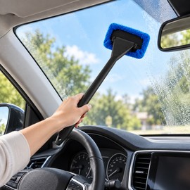 Car Window Cleaner Brush with Long Handle – Windshield Glass Cleaning Tool for Interior Auto Windows & Vehicle Care