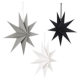 Nordstern Paper Star Set of 3 Christmas Decorations for Windows - Christmas Star for Hanging - 30 cm - Black, White, Grey