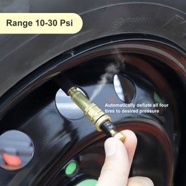 Uharbour Adjustable Tire Deflator, 10-30 Psi Tire Deflators Offroad Accessories, Auto Stop Air Down Tire Deflators, Air Down All Four Tires(4 Pcs)