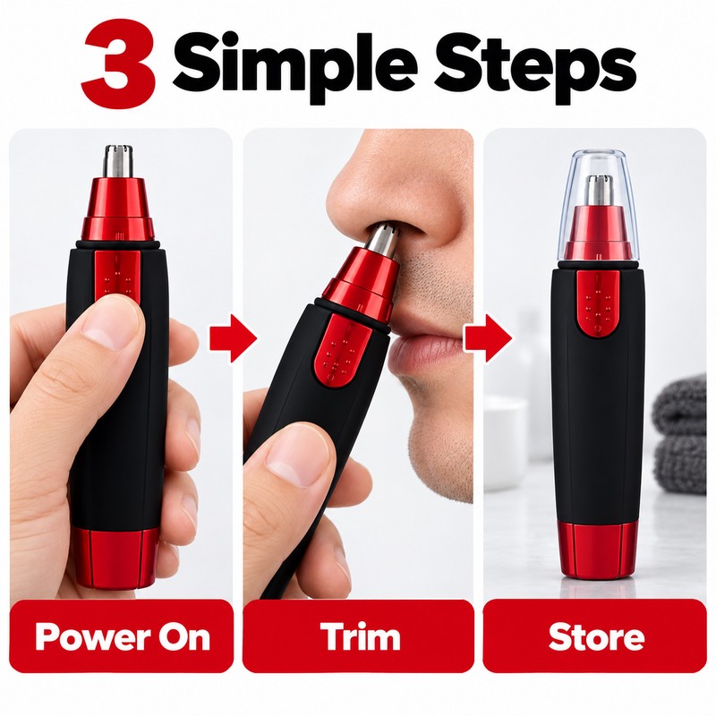 3-in-1 Grooming Trimmer for Men – Battery Powered Nose, Ear