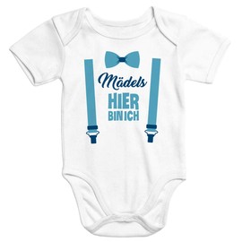 MoonWorks® Short Sleeve Baby Bodysuit with Printed Girls Here Bin ich Funny Saying Romper Organic Cotton, Mädels Hier Bin Ich Weiß