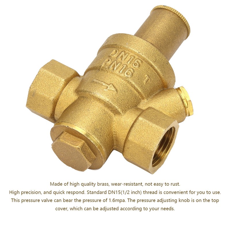 1pc Brass Adjustable Water Pressure Reducing Regulator Valve Thread DN15