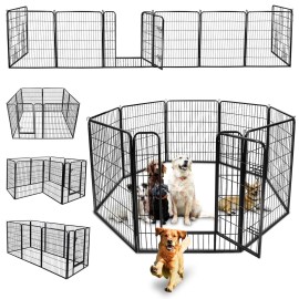 SEGAWE 2X Foldable 8 Panels Metal Pet Dog Puppy Cat Exercise Fence Barrier 39" Tall
