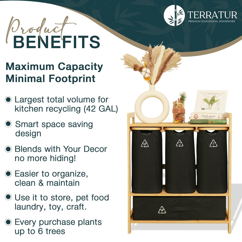 4 Section Recycling Bin for Kitchen – Dual Trash and