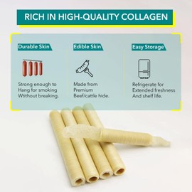 The Sausage Maker® 26mm Collagen Casings For Sausage Making, Edible, Clear, Smoked Beef Collagen Sticks, 1” Diameter Hot Dog Casings, 98 Feet Sausage Skin, Stuff Approximately 28 Lbs Meat