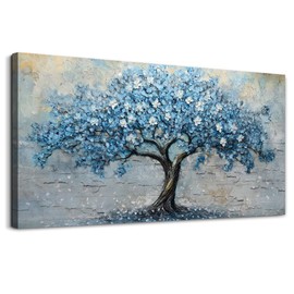Wapluam Large Canvas Wall Art For Living Room Wall Decor Art For Bedroom Office Decorations Blue Tree Wall Paintings Abstract Wall Pictures Artwork Ready To Hang Modern Farmhouse Home Wall Decor
