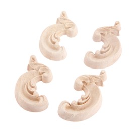 MUXSAM Wood Carved Appliques, 2-Pair Unpainted Corner Woodcarvings Decals Onlays for Mirrors Walls Doors Cabinet Dresser Mantel Fireplace Bed Cupboard Frame DIY Craft Project, 6x6cm/2.36"x2.36"