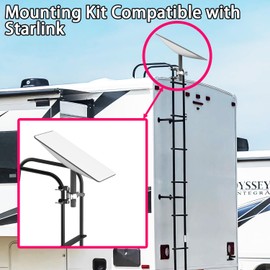 BUJ RV Ladder Tubing Holder for Starlink V1 and V2, Camper Roof Railing Mount, Universal Starlink Mounting Set, Stainless Steel and Aluminum Frame, Metallic Color, Railing Mount