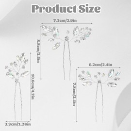 3 Pcs Wedding Hair Accessories for Women, Crystal Rhinestone Bridal Hair Pins Flower Bridesmaid Hair Accessories for Brides Bridesmaids Guest Women Girls (Silver)
