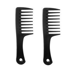 Mini Hair Combs - 2 Pack Small Wide Tooth Detangling Comb for Women, Travel, Shower - Curly, Long, Wet/Dry Hair - Best for Reducing Hair Loss (Black)