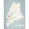 Maine Ski Resorts Map 18x24 Poster (Beige & Opal Blue)