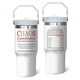 30 Oz Chaos Coordinator Tumbler with Thank You Gifts for Women, Boss, Coworker, Manager, Office, Teacher, Nurse, Mom, Friends, Chaos Coordinator Gifts Cup, Teacher Appreciation Gift