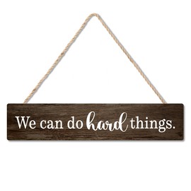 JMYROG We Can Do Hard Things Hanging Wooden Plaque, Inspirational Sign for Home Farmhouse Decor Wall, Christian Wall Decor, Bible Quote, Prayer Religious Gifts for Family Friend