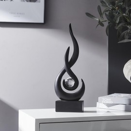 FJSPERM Black Flame Statue Decor for Living Room, 13.7" H Modern Minimalist Sculptures Home Decorations for Dining Room, Abstract Art Sculpture for Shelf Coffee Table Centerpiece