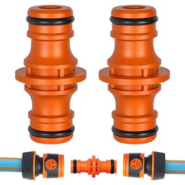 Double Plug Hose Connector, Hose Coupling 1/2 Inch, Extender Coupling Garden Hose for Home Hose and Garden Watering System - Orange