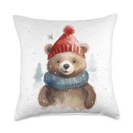 Icebear theme Christmas Danish Design Polar Bear Winter Throw Pillow, 18x18, Multicolor