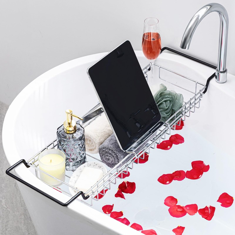 TAILI Bathtub Tray Table for Luxury Bath, Expandable Extra Wide