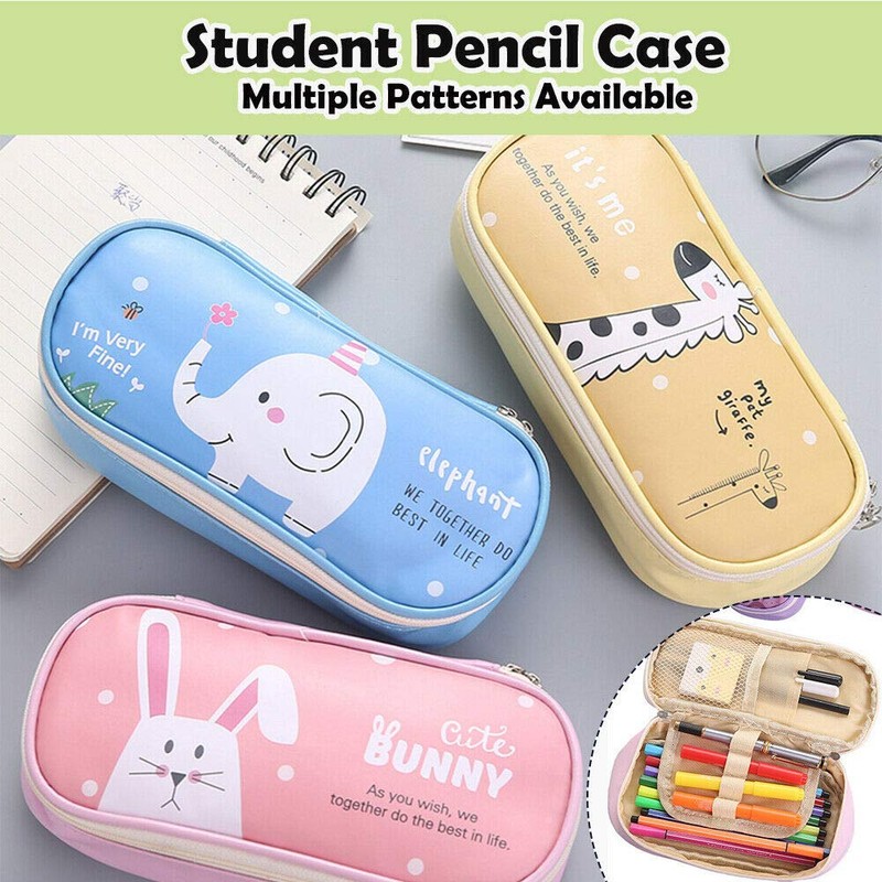Supertool 3 Layers Candy Colors Pencil Case Makeup PU Leather