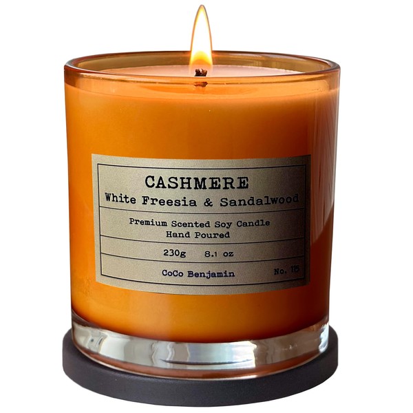 100% Soy, Highly Scented, Hand Poured Soy Candle (Cashmere, White