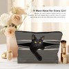 LIANGW Funny Black Cat Makeup Bag, Kitty Cosmetic Zipper Travel
