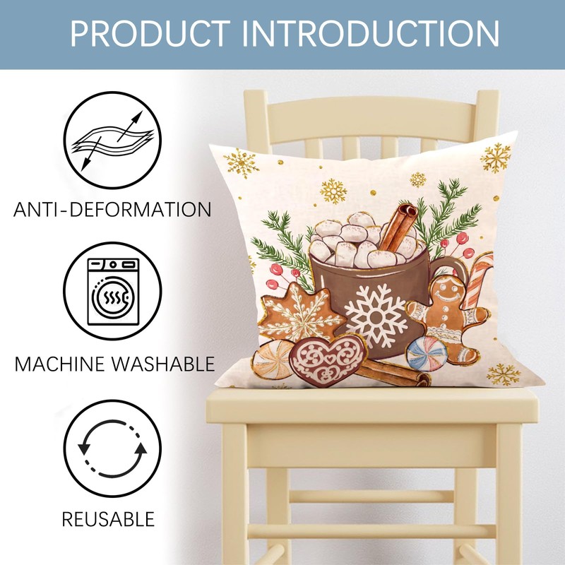 Hello Winter Brown Decorative Throw Pillow Covers 18 x 18