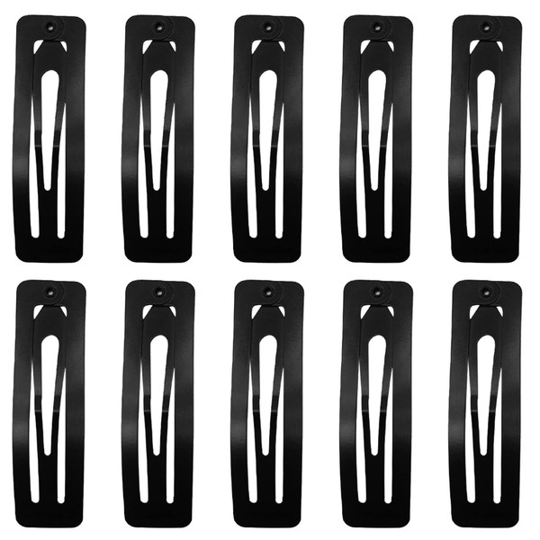 ALLY-MAGIC Snap Hair Clips for Women, Metal Hair Clips Large Rectangle Hair Barrettes Non-slip Snap Hair Slides Hairdressing Hair Accessories for Girls Y6-KKFJ (Square Black)