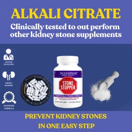 Stone Stopper Capsules, Kidney Stone Prevention, Calcium Oxalate Protector, Alkali Citrate Support Supplement, Developed by Urologists to Support Kidney Health, 30 Day Supply (120 Count)