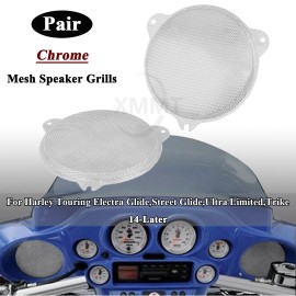 Unbranded Chrome Front Mesh Speaker Grills for Harley Street Glide FLHX FLHT FLHTK 14-UP