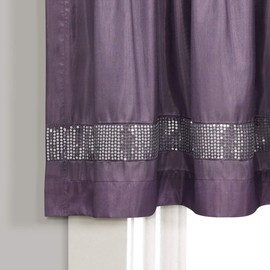 Lush Decor Night Sky Sequins Valance, Single, 84" W x 18" L, Purple & Silver - Extra Wide Curtain - Kitchen Curtain Valance - Modern Glam Decor - Bathroom Or Kitchen Valance for Windows