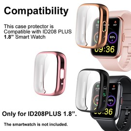 smaate Watch Cases compatible with ID208 PLUS 1.8” ENOMIR Fitpolo Quican Tensky Veryfit Smart Watch, TPU Case with Screen Protector, Protecting Watch Body & Screen
