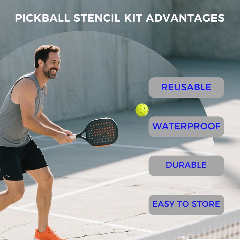Reusable Pickleball Court Marking Kit, 44x20 Feet Durable Plastic Full-Court