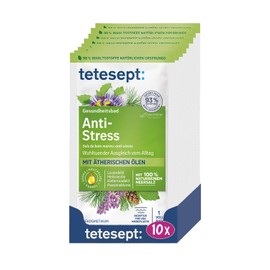 tetesept Sea Salt Anti-Stress Bath - Health Bath for Soothing Balance with Essential Oils - Soothing Bath Additive with Natural Sea Salt - 10 x 80 g