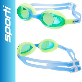 Sporti Antifog Cabo Jr. Mirrored Goggle - Aqua Mirror/Aqua Lens/Green Blue Multi Frame