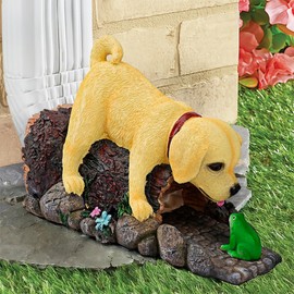 Noegrus Real Dog Gutter Downspout Extender Statue, Garden Animal Decor Gutter Extension, Splash Block, Eco-Friendly Resin, Outdoor Decor Sculpture, Gutter Diverter Rain Perfect for 3"x4" Downspout