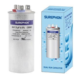 SUREPHON 45/7.5 Mfd Ac Capacitor 370V or 440V 50/60Hz CBB65B Air Conditioner Capacitors for AC Unit Fan Motor Start or Pool Pump or Air Condenser Straight Cool