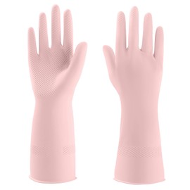 IUCGE Rubber gloves dishwashing for Kitchen 3 Pairs,Cleaning gloves for Household dish gloves,Reuseable.(S,Pink)