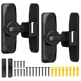 Anobeyi Sliding Barn Door Lock & 90/180 Degree Latch Hardware, Zinc Alloy Small Flip Door Lock for Closet, Bathroom, Cabinet, Garden, Shed (Black-2 Pack)