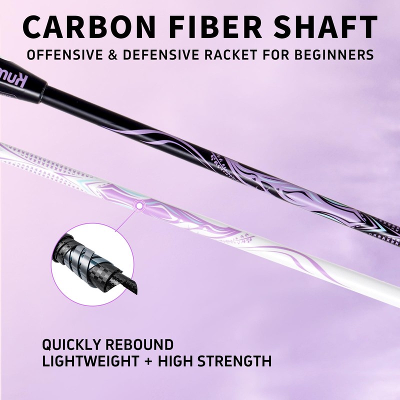 KUMPOO Badminton Set with 2 Carbon Shaft Badminton Rackets, Replacement