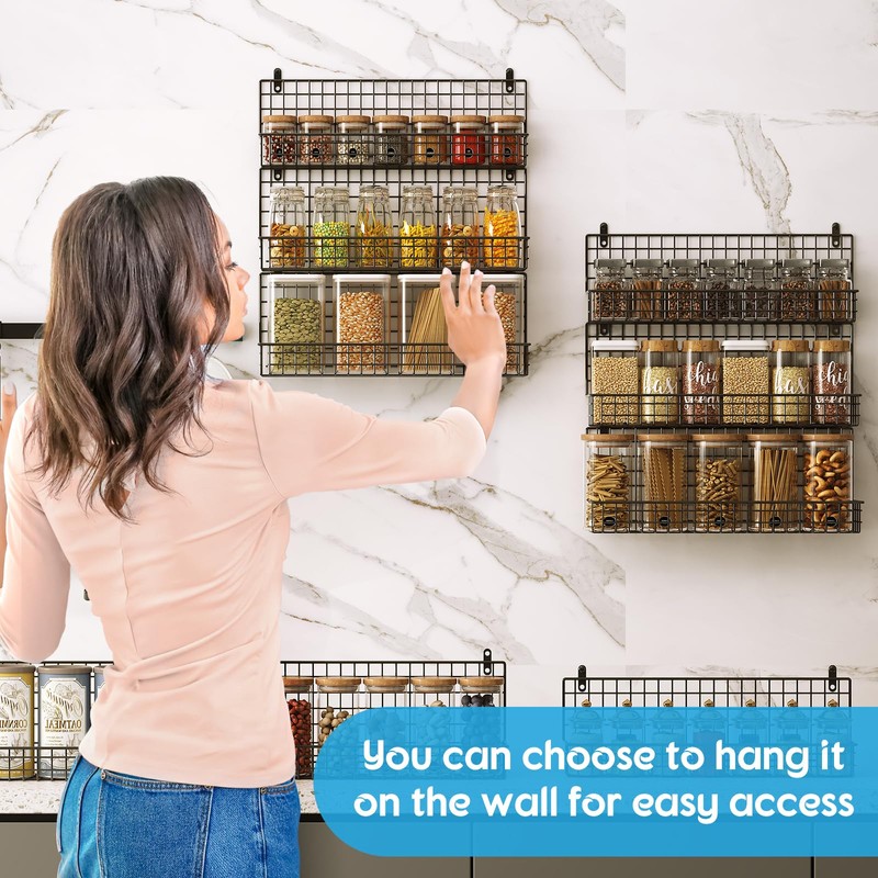 JKsmart 9-Tier Spice Rack Organizer with Door Hook, Wall Mount,