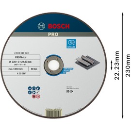 Bosch 1 x Pro Metal Longlife Cutting Disc for Large Angle Grinders and 22.23 mm Bore (for Steel, Diameter 230 mm, Professional Accessories Large Angle Grinder)