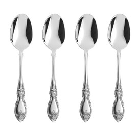 Oneida Louisiana 4-Piece Fine Dinner Spoons Set, 18/8 Stainless Steel Tablespoon Set, Service For 4, Dishwasher Safe Spoons, Silverware, Mirror Finish, Utensils, Flatware, Tableware (Silver, 4 Piece)