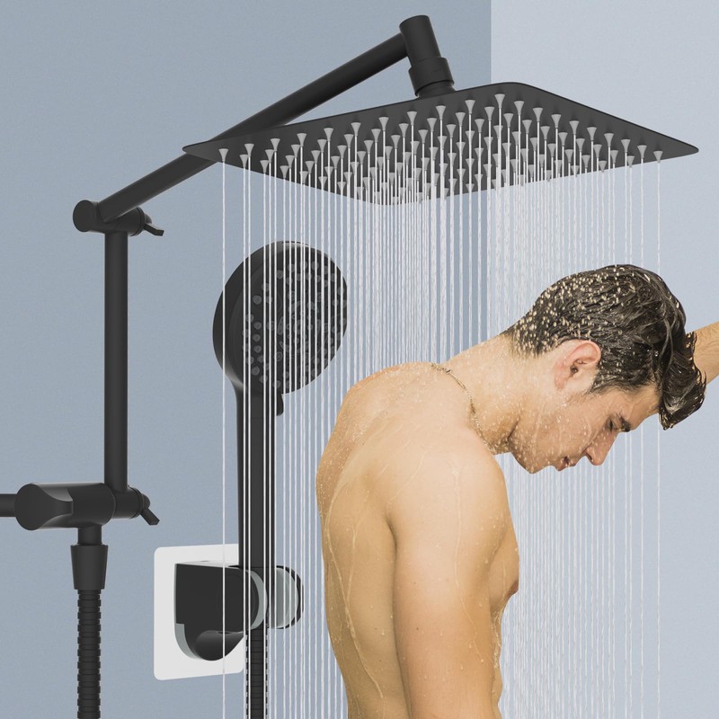 All Metal Rain Shower Head, 10” High Pressure Rainfall Shower
