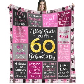 TTAWIFT 60 Gifts for Women, 60th Birthday Gift for Women, Cuddly Blanket Gifts for Mum, Gifts for 60th Birthday Wife, Gift 60th Birthday Blanket for Mother, Sister, Wife, Aunt