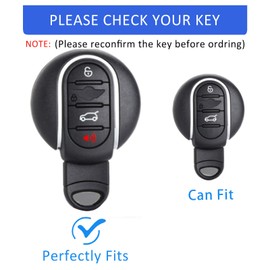 Flensent Key Fob Cover with Keychain for Mini Cooper F54 F55 F56 F57 F60 4-Buttons (Purple)