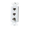 BUPLDET 2 Ethernet 1 Coax Wall Plate Insert - Dual
