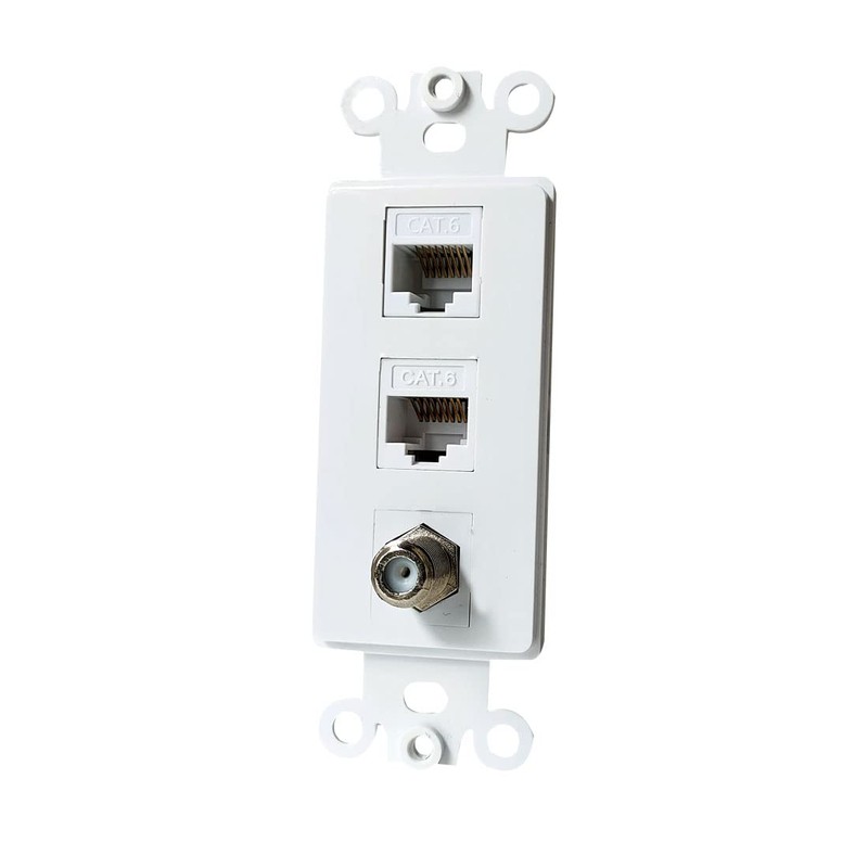 BUPLDET 2 Ethernet 1 Coax Wall Plate Insert - Dual