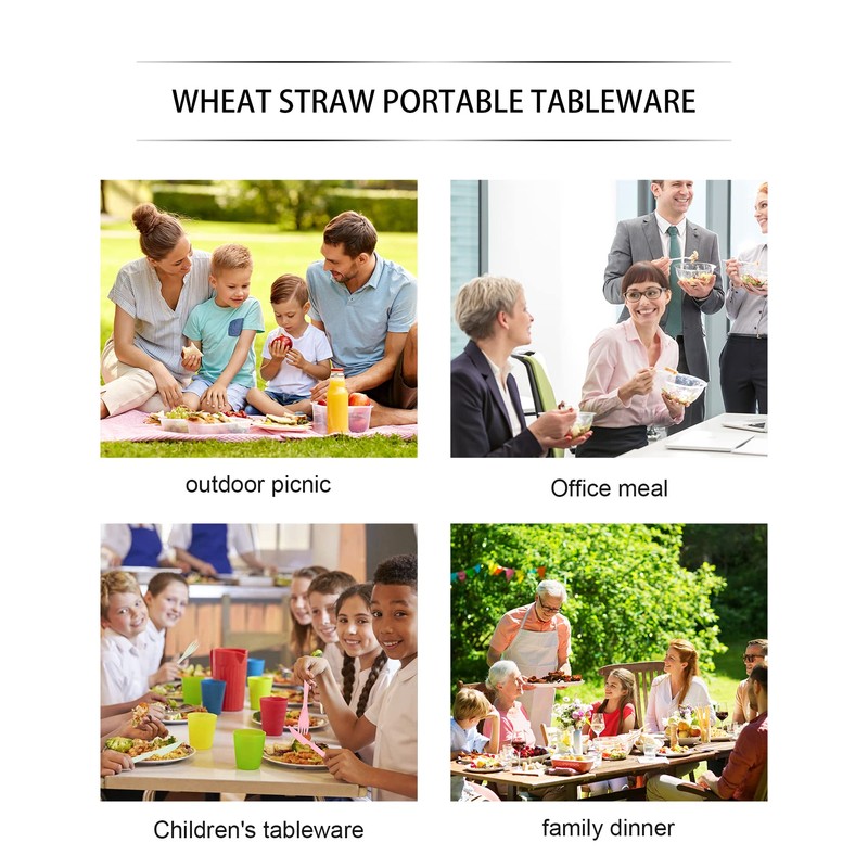Portable Reusable Cutlery Set, Dark Cutlery with Round Rim, Tableware,